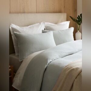 Quince Organic Airy Gauze Duvet Cover Set Mist Blue Size Queen